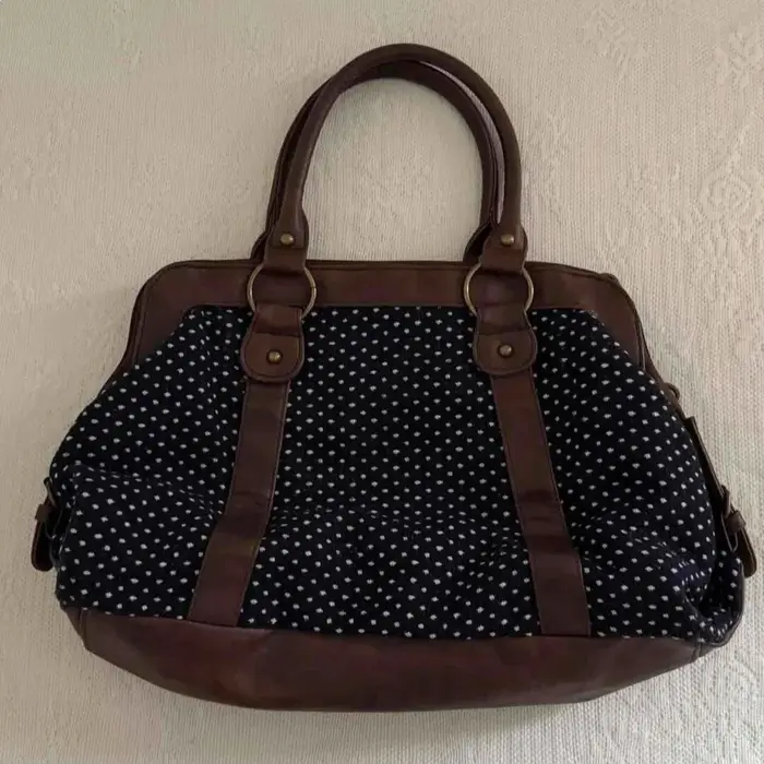 Sac à main coréen rétro à pois, sacoche multifonction en cuir patchwork grande capacité, style éléga