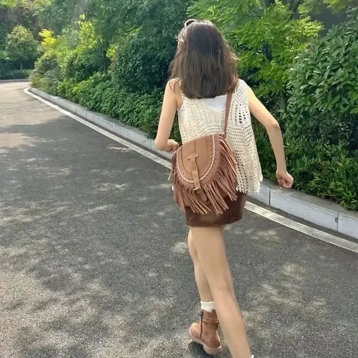 Sac à bandoulière en faux daim
