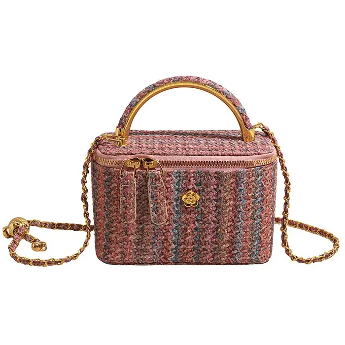 Sac à bandoulière mini en paille tressée pour femme