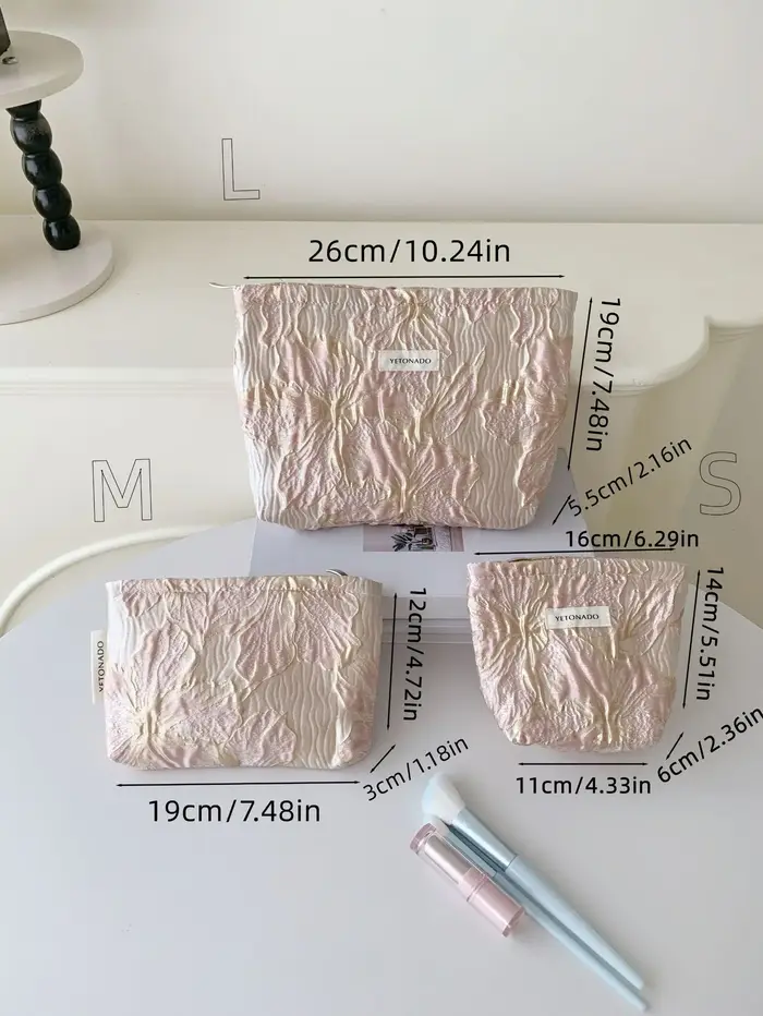 L/M/S relief Jacquard sacs de maquillage femmes sac cosmétique femme pochette trousse de toilette