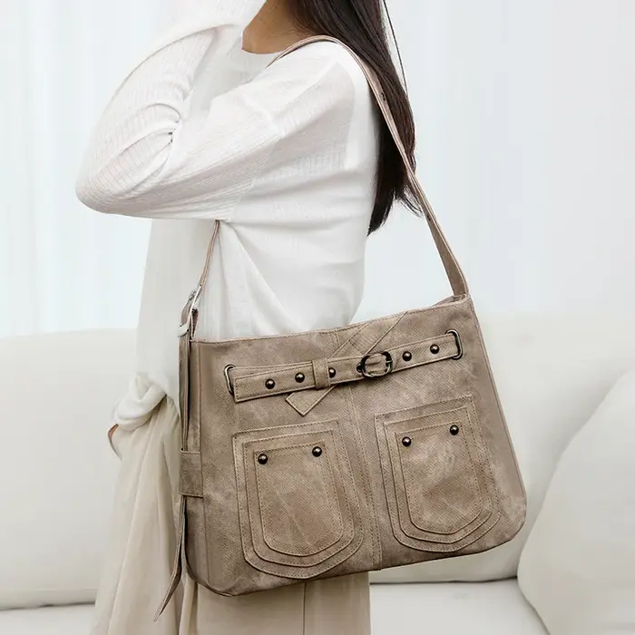 Sac à Bandoulière Inclinée en Nylon de Grande Capacité pour Femme