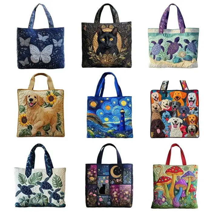 Sac fourre-tout matelassé vintage à motifs imprimés en 3D
