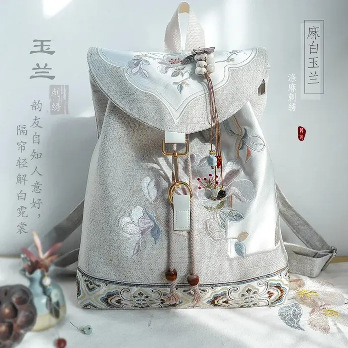 Sac à dos à cordon avec broderie florale