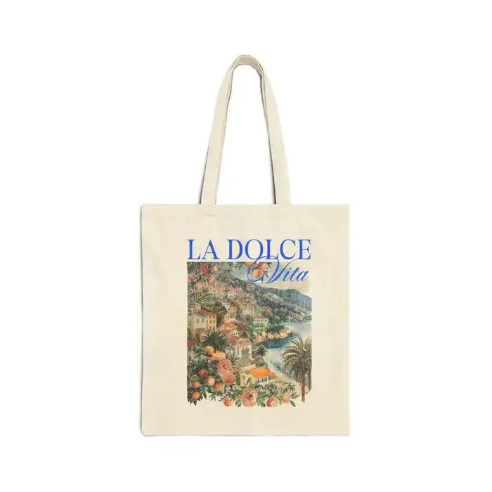 Sac fourre-tout d'art italien vintage Sac en toile La Dolce Vita Style italien fourre-tout en toile