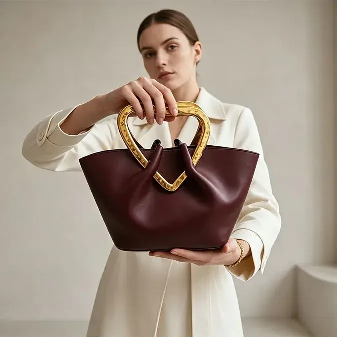 Sac fourre-tout exquis en cuir souple bordeaux