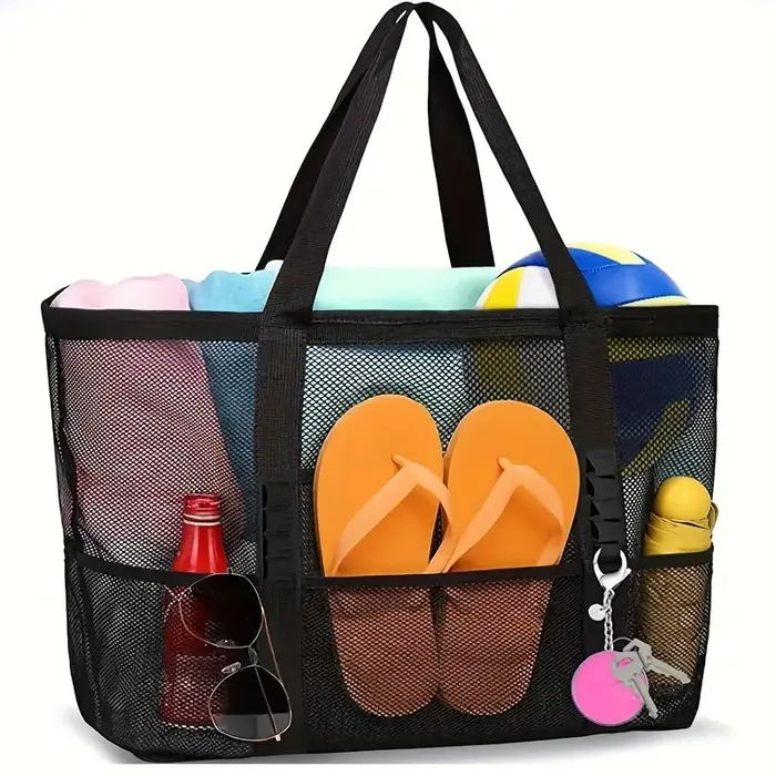 Grand sac de plage en filet grande capacité pour la natation