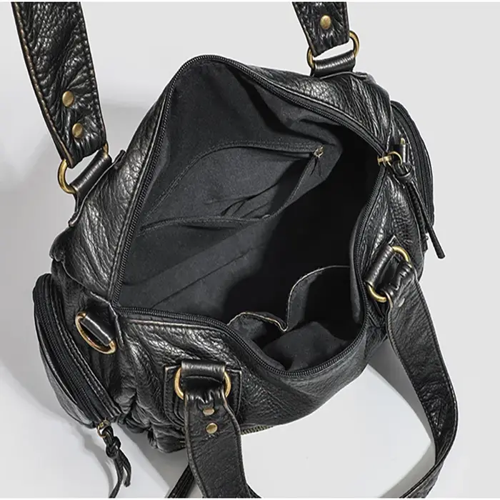 Sac fourre-tout Y2K tendance pour femme, style punk motard, grande capacité, en cuir PU, sac bandoul