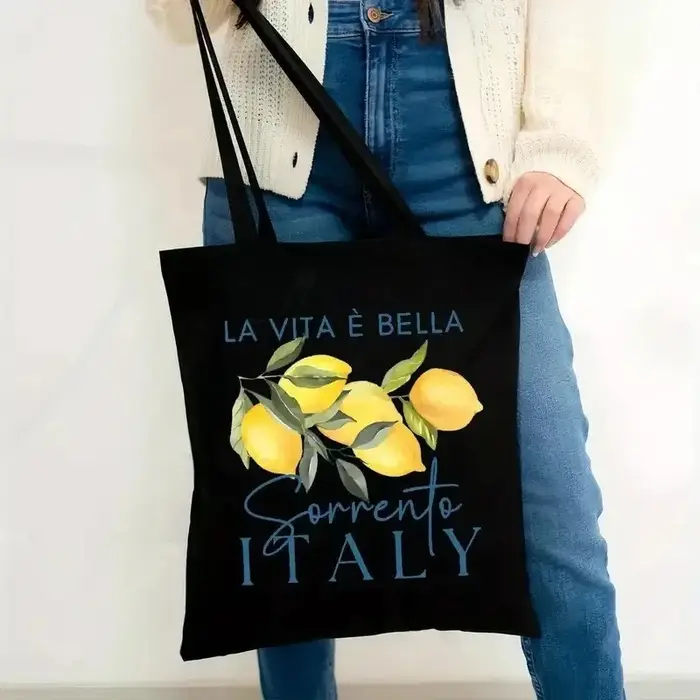 Sac fourre-tout en toile La Dolce Vita au citron