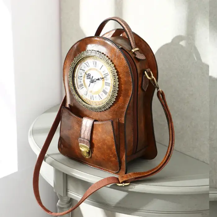2026 nouveau paquet de réveil créatif sac à dos Simulation montre rétro mode femmes sac à dos sac li