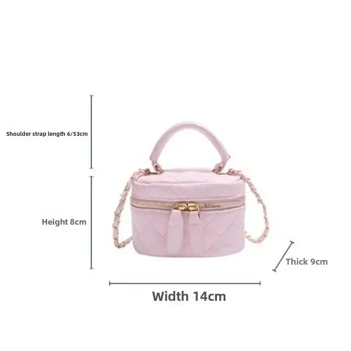 Mini sac seau en cuir matelassé à motif diamant, sac à chaîne à carreaux multicolores avec bandoulière chaîne dorée