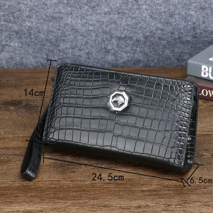 Pochette en cuir véritable pour hommes, portefeuille à main de Style anglais, utilisation décontract