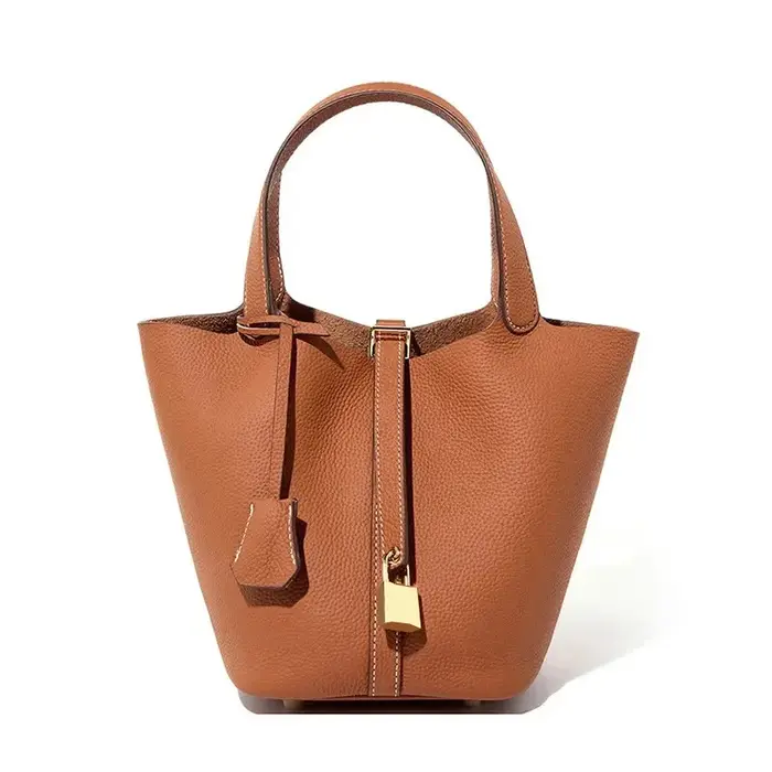 Sacs à main en cuir véritable pour femmes, petit panier seau, sacs à bandoulière de styliste, fourre
