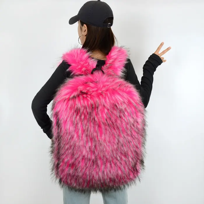 Nouveau sac à dos en fausse fourrure grande capacité unisexe