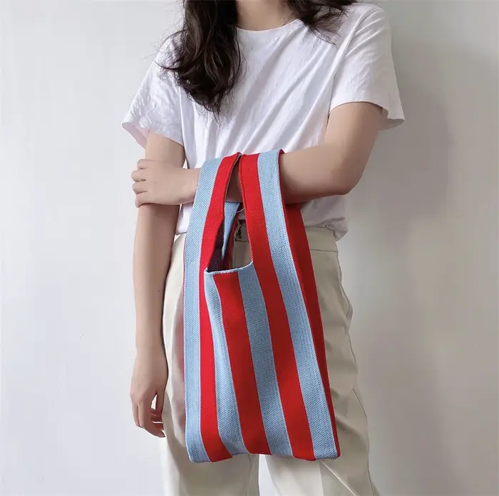 Sacs fourre-tout en tricot rayé sac à bandoulière pour femme mode