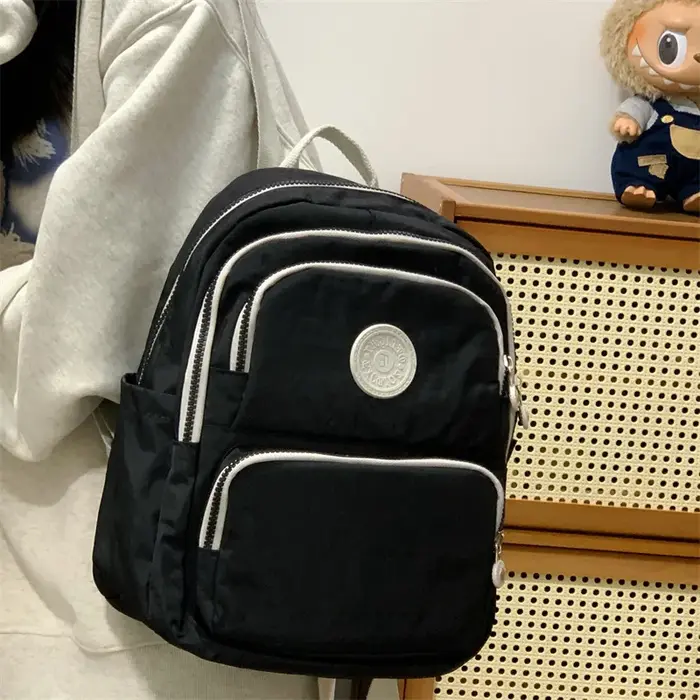 Sac à dos minimaliste jaune vif pour femme, sac à dos décontracté durable avec détails multi-poches
