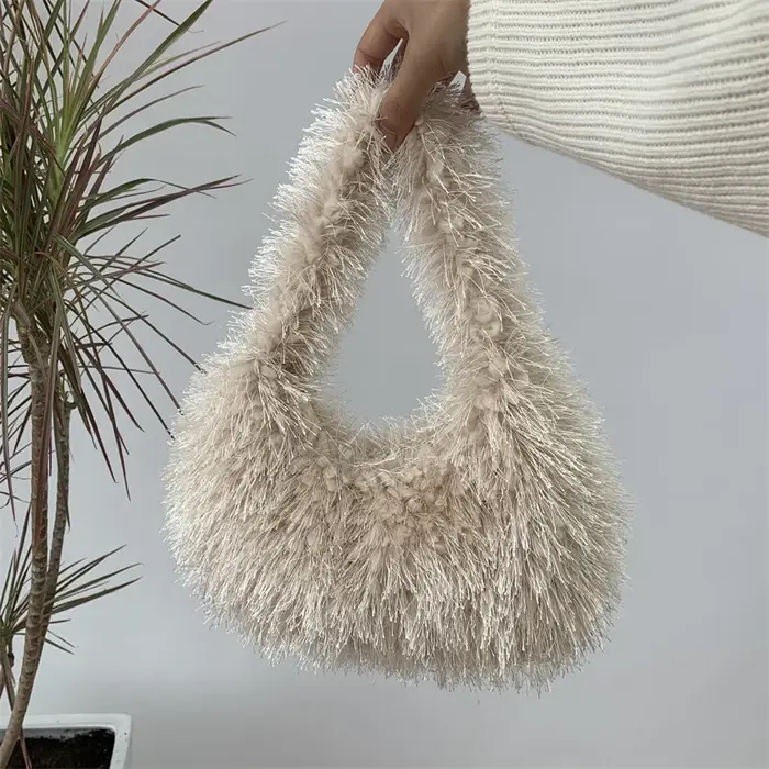 Sac à Main en Fausse Fourrure pour Femme, Fourre-Tout en Peluche, Doux, Hiver, Simple, Sous les Bras