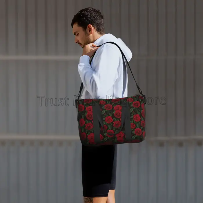 Sacs de voyage à imprimé de roses rouges pour femmes