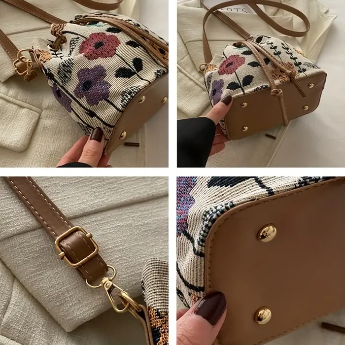 Sac seau à motif floral papillon