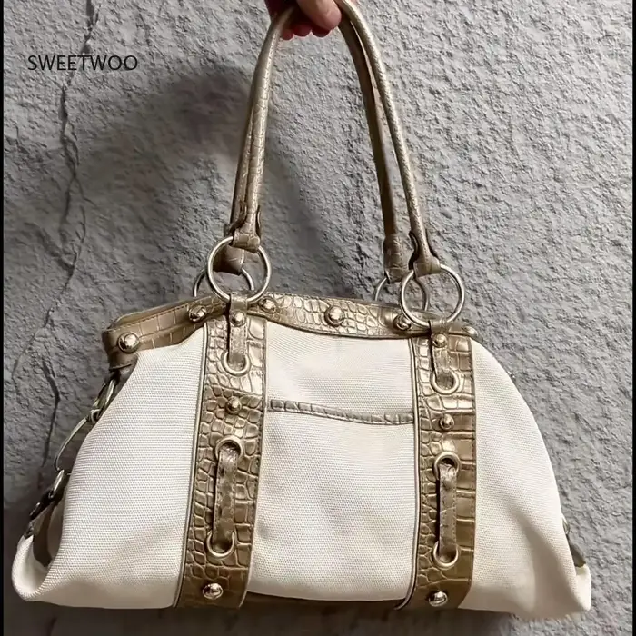 Sac Boston vintage pour femme avec rivets