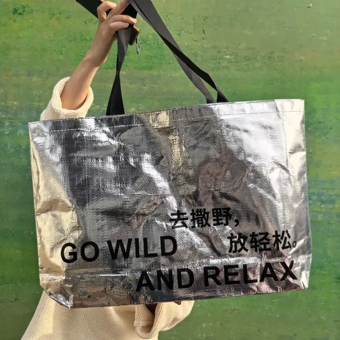 Sac de courses réutilisable argenté