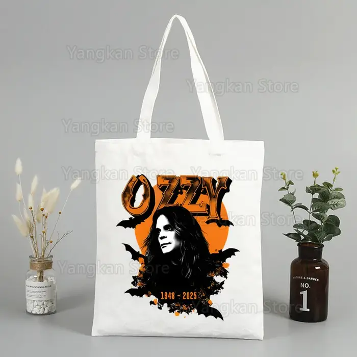 Rock Ozzy Osbourne diable métal imprimé toile sac à bandoulière femme Harajuku drôle grande capacité Eco environnement Shopper sac