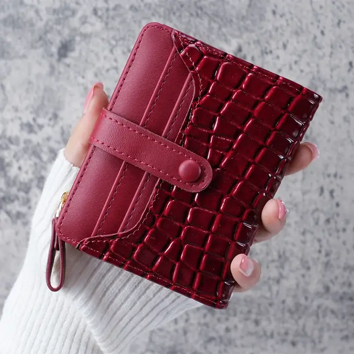 Mini portefeuille pochette imprimé crocodile, porte-carte de crédit court, porte-cartes et porte-mon
