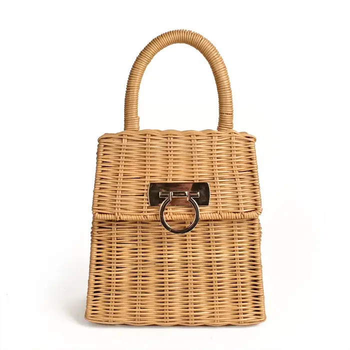 Sac de plage en rotin et paille pour femmes
