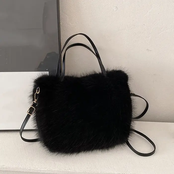 Sac fourre-tout en fausse fourrure pour femmes, seau en peluche, Design de luxe, sacs à main doux d'