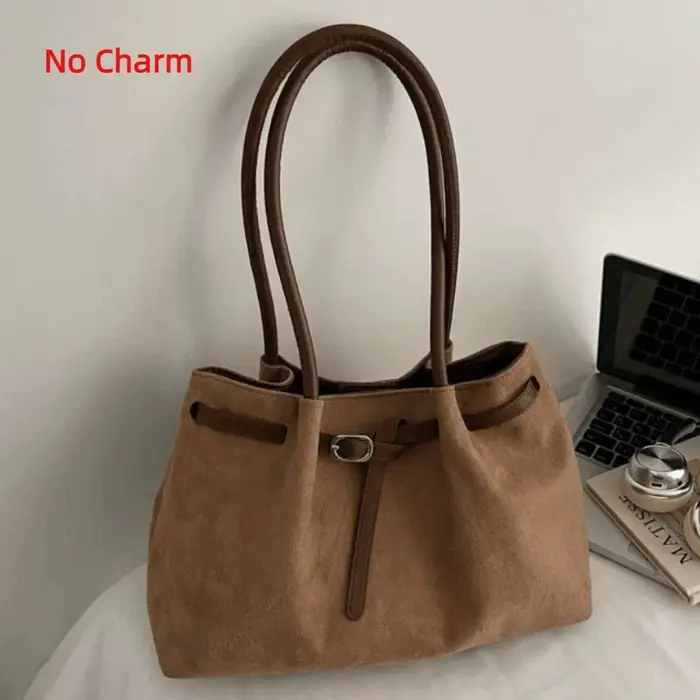 Sac à bandoulière en daim/cuir PU, sac à main rétro élégant, grande capacité, couleur unie, sac four