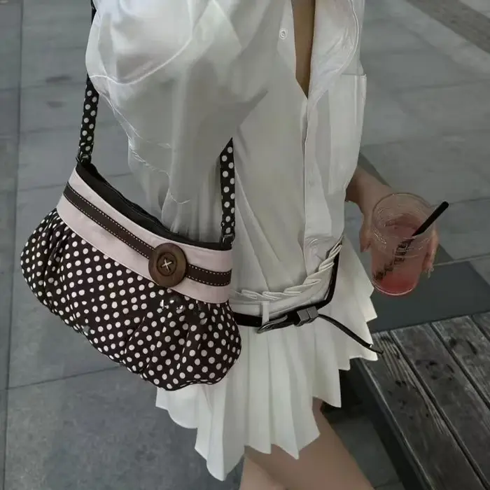 Sac fourre-tout à pois pour femme