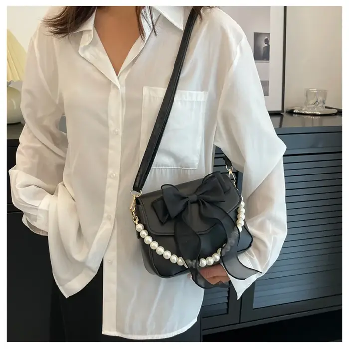 Sac à main en toile avec nœud papillon pour femme