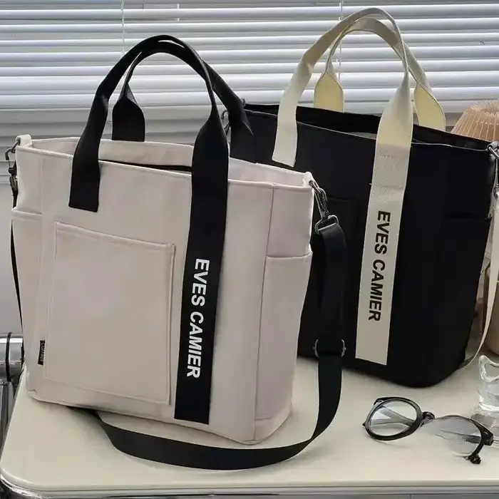Nouveau Sac Fourre-tout Décontracté 2024 Grande Capacité Sac à Bandoulière en Nylon Imperméable Sac à Main en Toile Sacs Messager Simples et Tendance pour Étudiantes