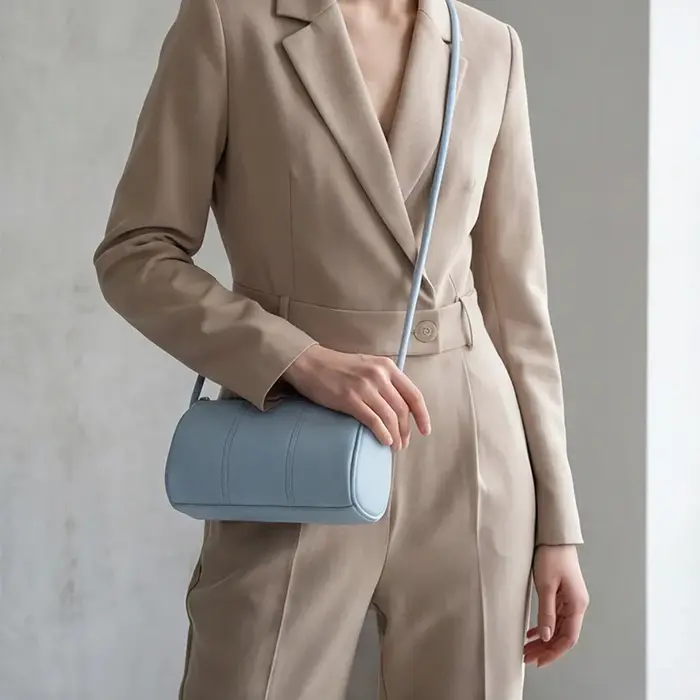 Sac à bandoulière Boston en cuir texturé litchi pour femme