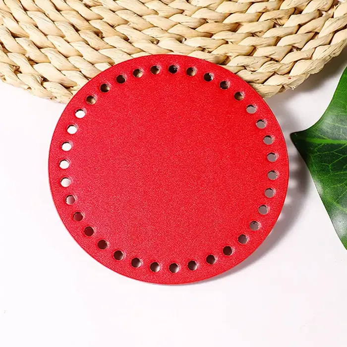 1 pièces fond fait à la main avec trous sac tricoté fond rond sac en cuir PU bas bricolage Crochet s