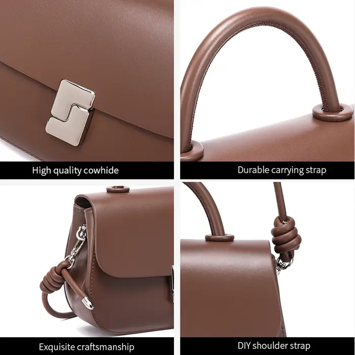 Sac à bandoulière en cuir de vache véritable pour femmes, léger, de luxe, rétro, petits sacs à main