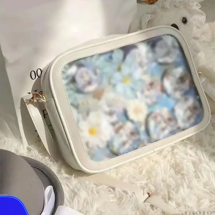 Sac bandoulière transparent carré pour femme avec affichage de badges