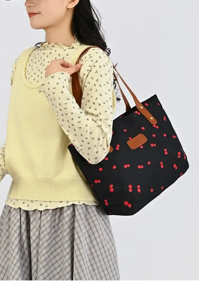 Sac fourre-tout grande capacité à motif cerise