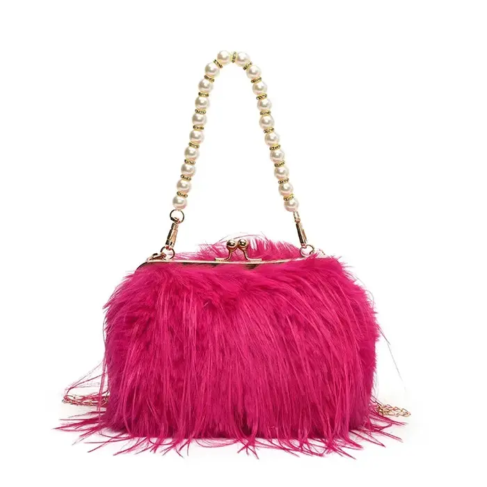 Sac de soirée en fausse fourrure pour femme