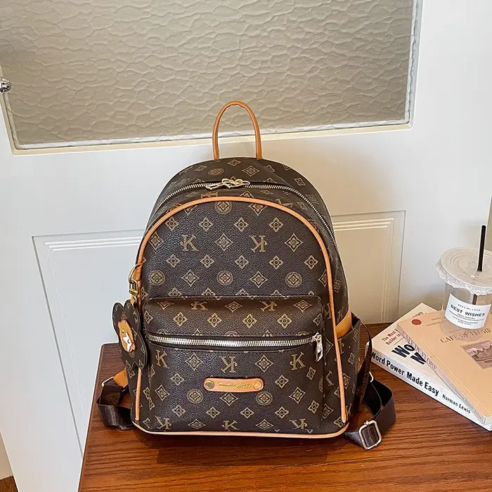 Sac à dos en cuir pour femmes tendance, grande capacité, léger, sac à dos de voyage pour femmes, imprimé floral rétro, sac à dos de randonnée