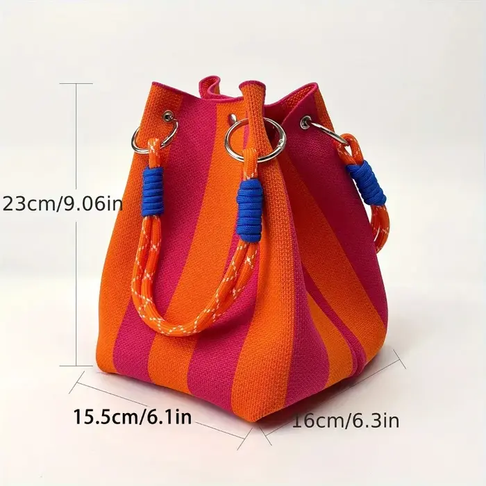 Sac seau tissé multicolore