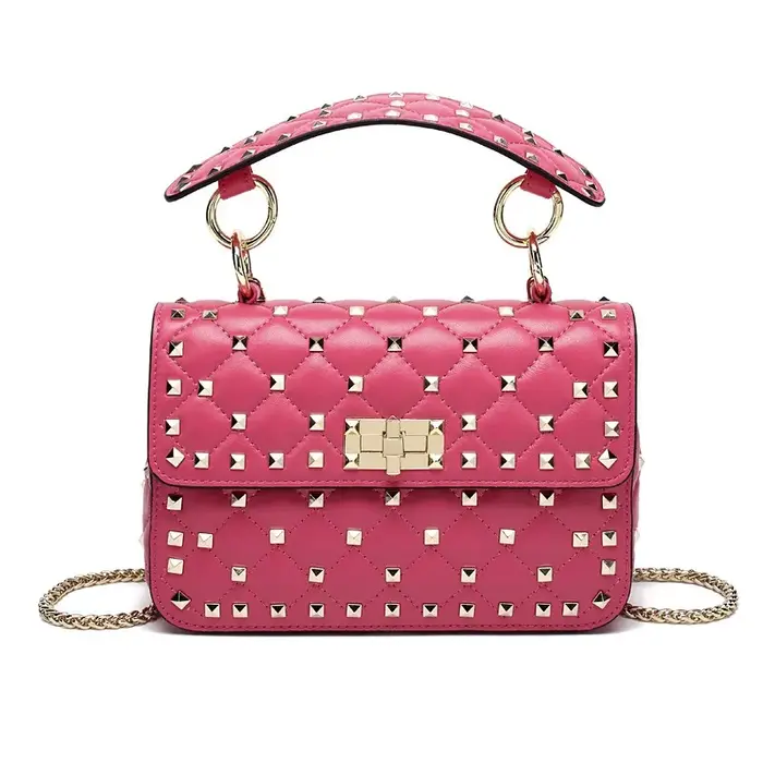Sacs à main pour femmes en peau de mouton en cuir Rivet chaîne sac concepteur
