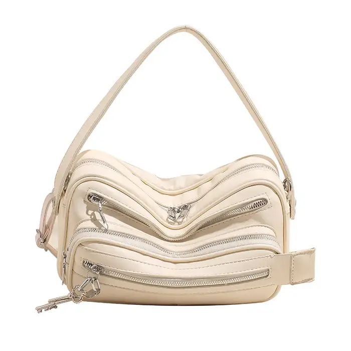 Sac messager en cuir PU souple pour femmes, sac à bandoulière à fermeture éclair multiples, sac à ma