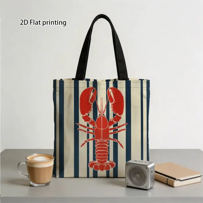 Sac fourre-tout tendance avec illustration de rayures de homard rouge
