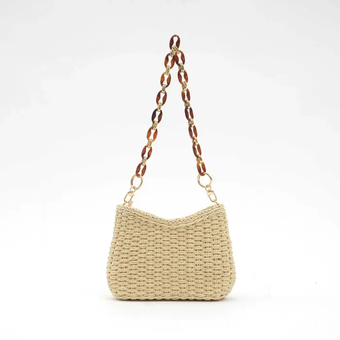 Sac tissé en paille rétro pour femmes