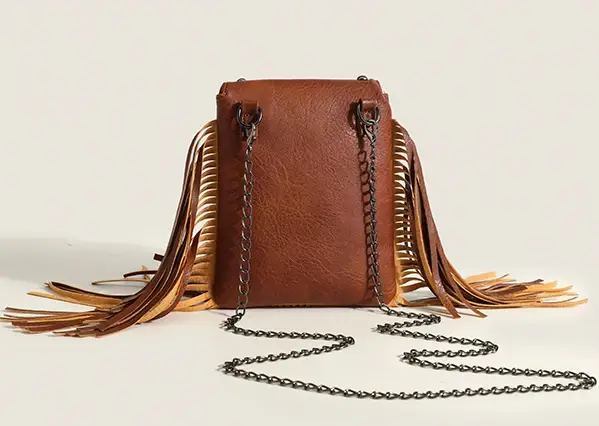 Boho marron Rivet frange petit sac pour femmes sacs à main Hippie gitane bohème gland