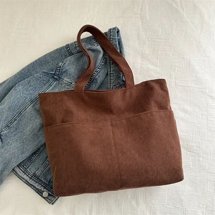 Sac fourre-tout en velours côtelé pour femme