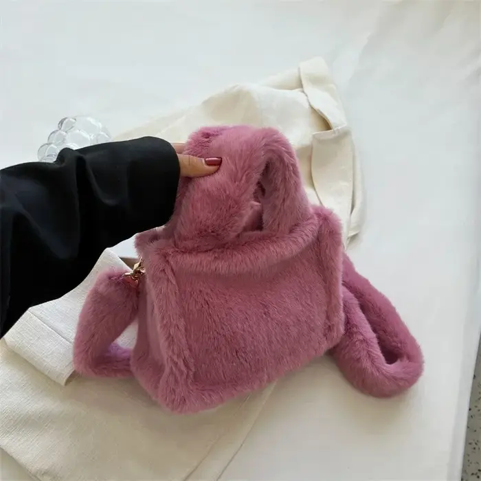 Sac à Main de Luxe en Fausse Fourrure pour Femme