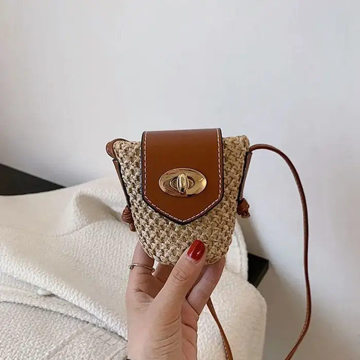 Mini sac en paille fait main pour femmes