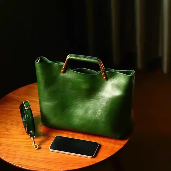 Sac fourre-tout en cuir souple pour femmes, sac à main à poignée en métal, sac à bandoulière de gran