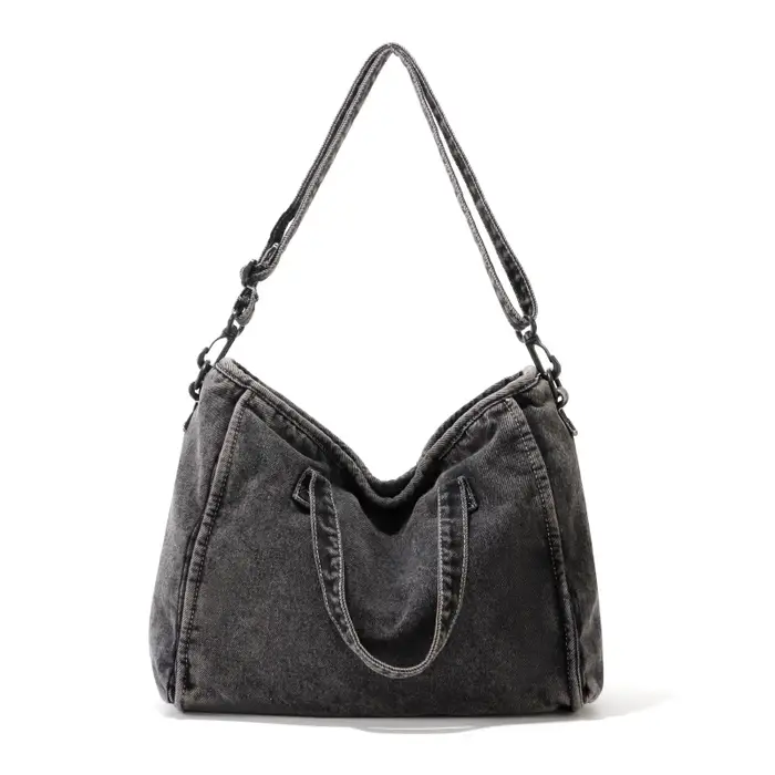 Sac en Denim délavé rétro, sac pour femmes de grande capacité, sac de banlieue multi-transport à ban